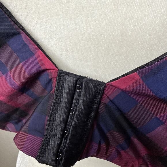 Torrid Curve Full Coverage Bra Blue Red Plaid Check Size 48 DDD Underwire Molded - Picture 6 of 11